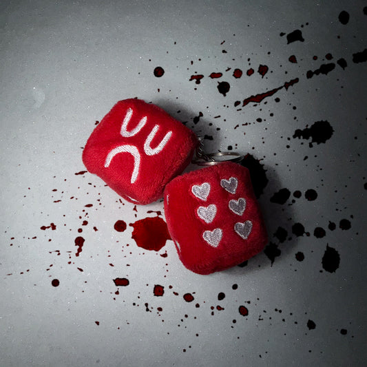 DICEBOY PLUSHIE KEYCHAIN - RED & WHITE HEART EDITION