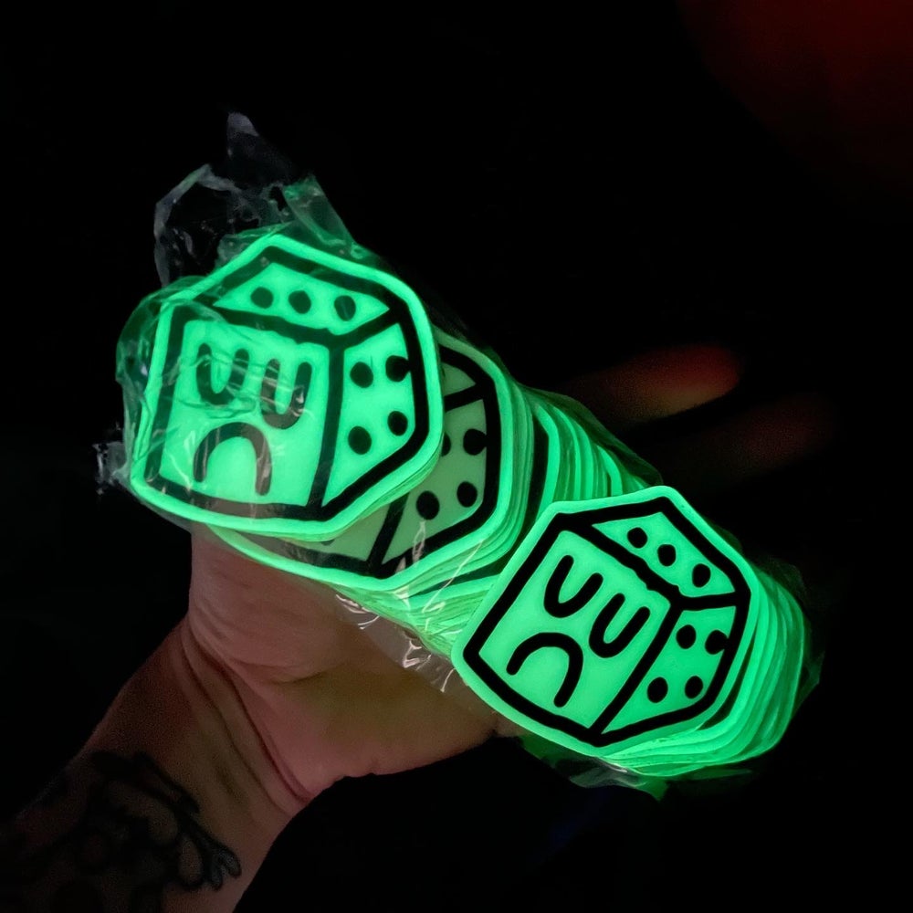 GLOW IN THE DARK DICE BOY STICKER