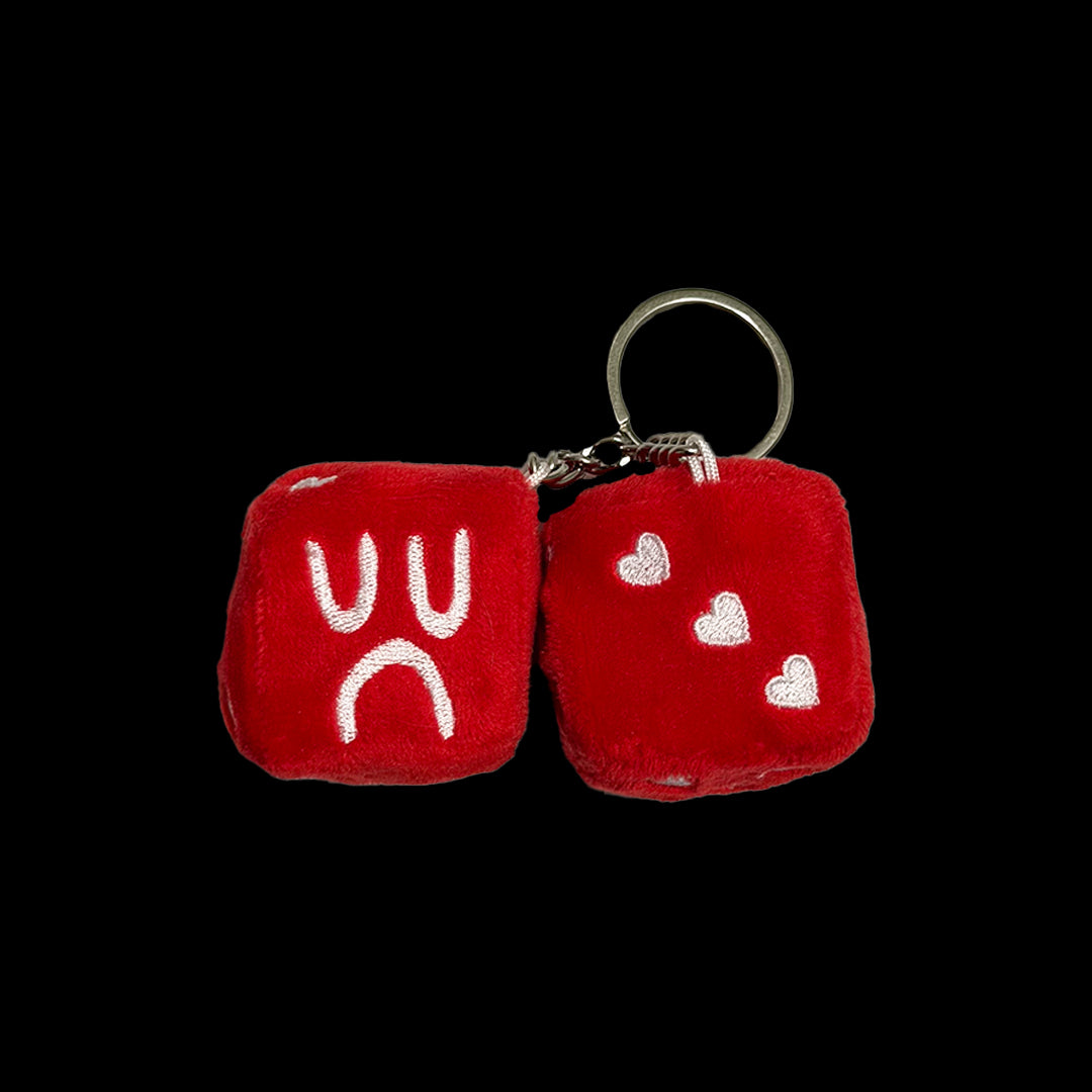 DICEBOY PLUSHIE KEYCHAIN - RED & WHITE HEART EDITION