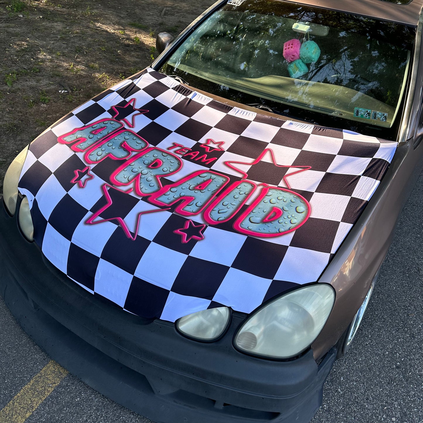 TEAM AFRAID CHECKERED HOOD COVER FLAG