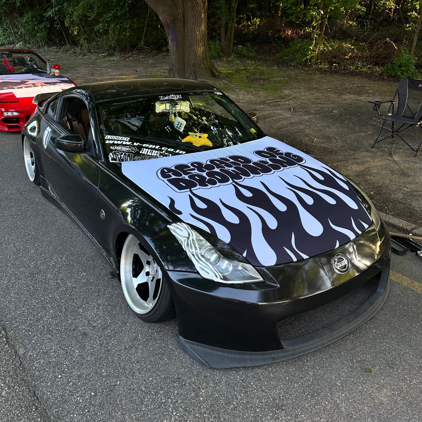 BLACK FIRE HOOD COVER FLAG