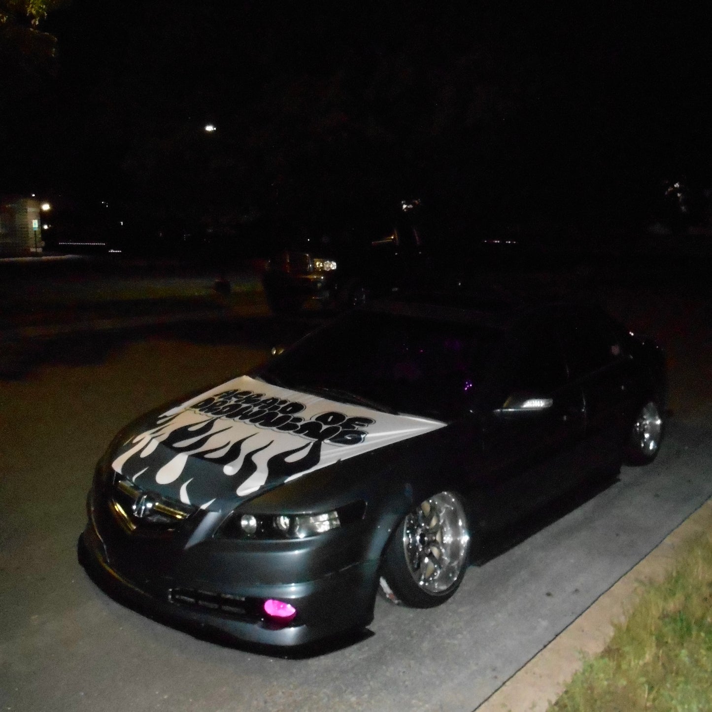 WHITE WITH BLACK FLAMES HOOD COVER FLAG ( PRE ORDER )