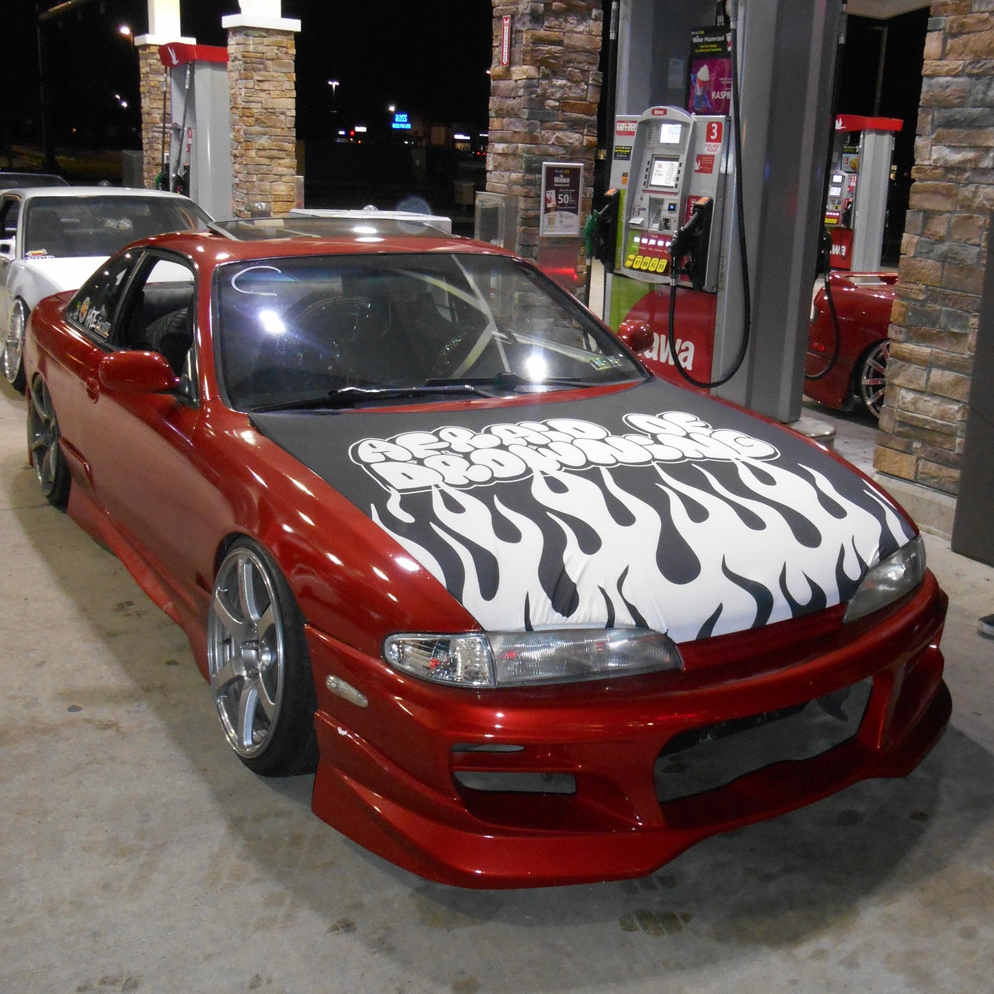 BLACK WITH WHITE FLAMES HOOD COVER FLAG ( PRE ORDER )