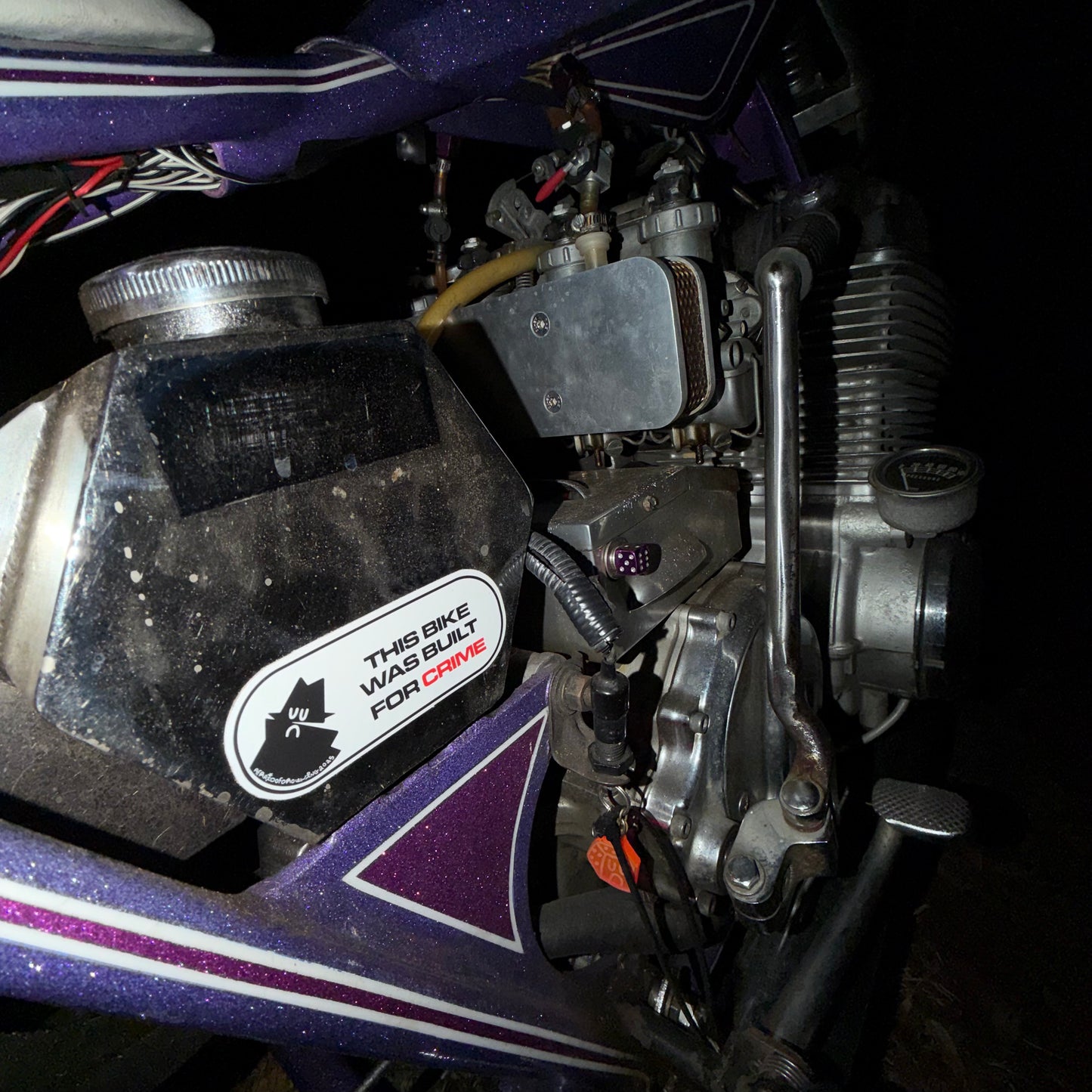 THIS BIKE WAS BUILT FOR CRIME STICKER