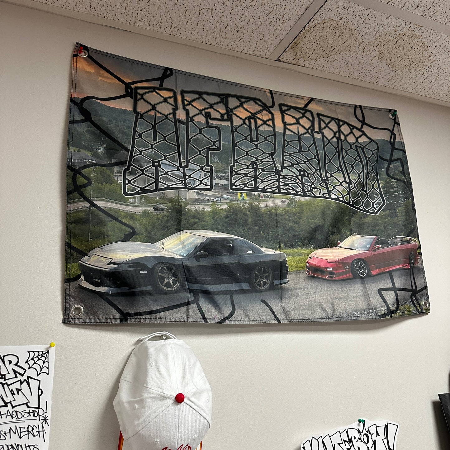 TEAM AFRAID 240SX TAPESTRY FLAG