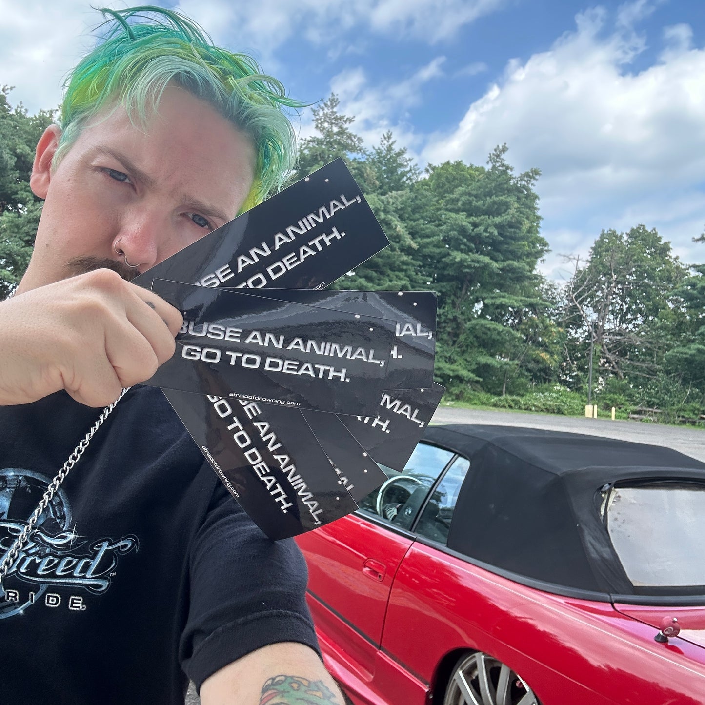 ABUSE AN ANIMAL, GO TO DEATH STICKER