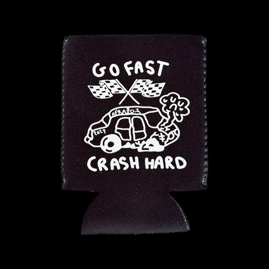 GO FAST . CRASH HARD DRINK KOOZIE - BLACK