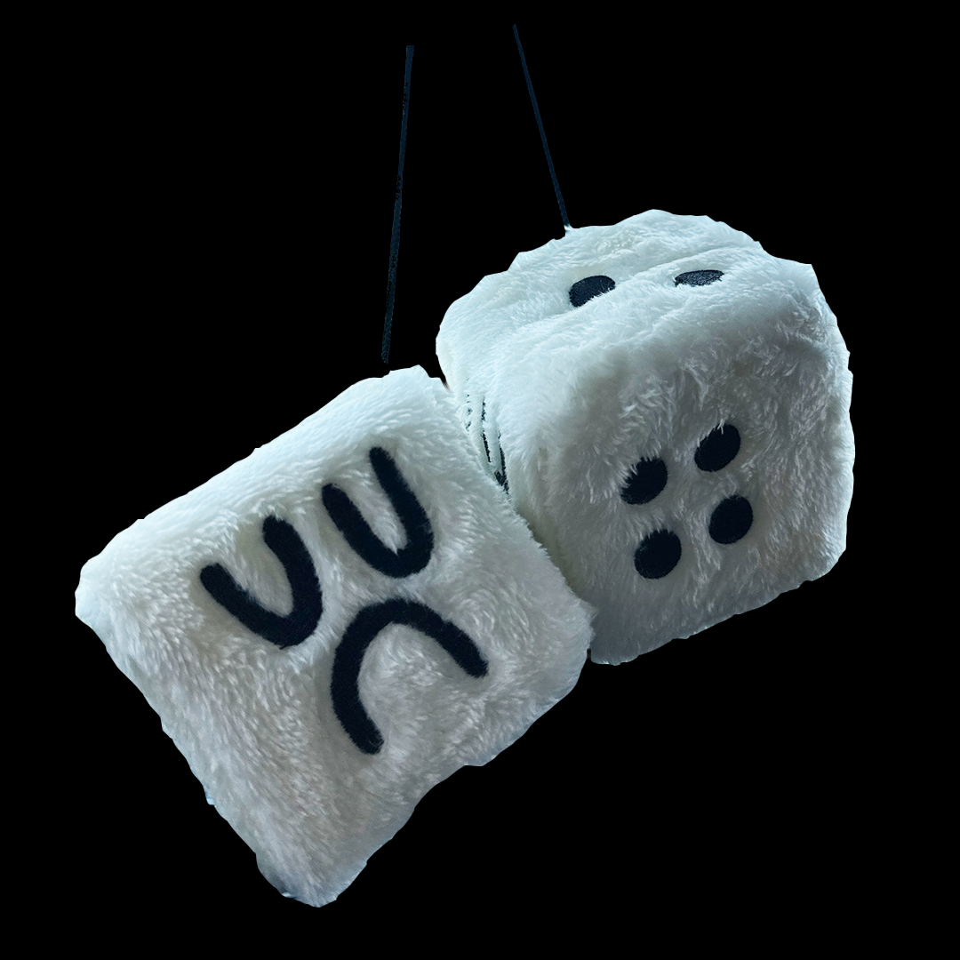 FUZZY DICE BOYS - GLOW IN THE DARK WHITE (SPECIAL 5 YEAR EDITION)