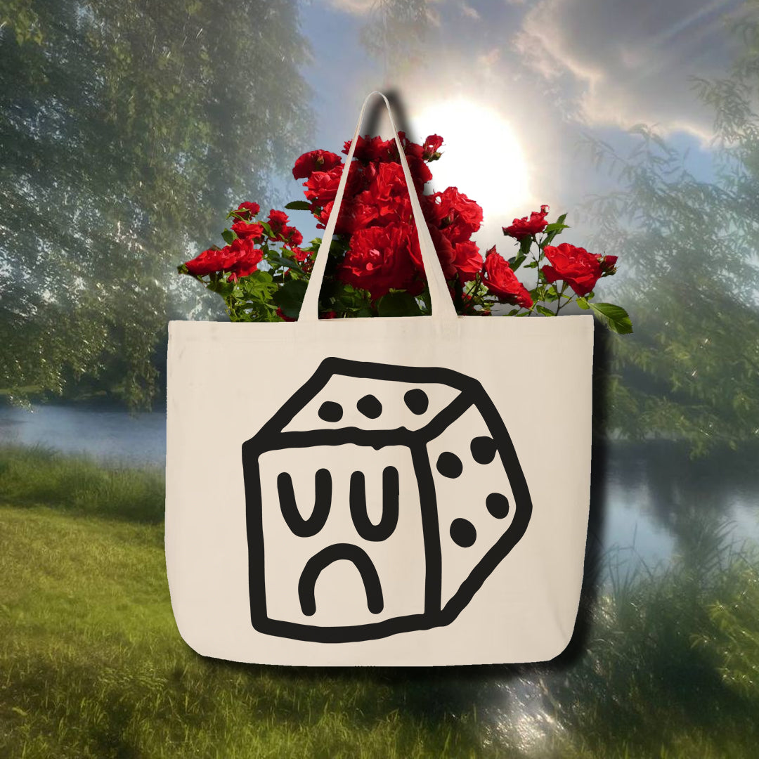 DICEBOY TOTE BAG - NATURAL ( CUSTOM AIRBRUSHED BACK )