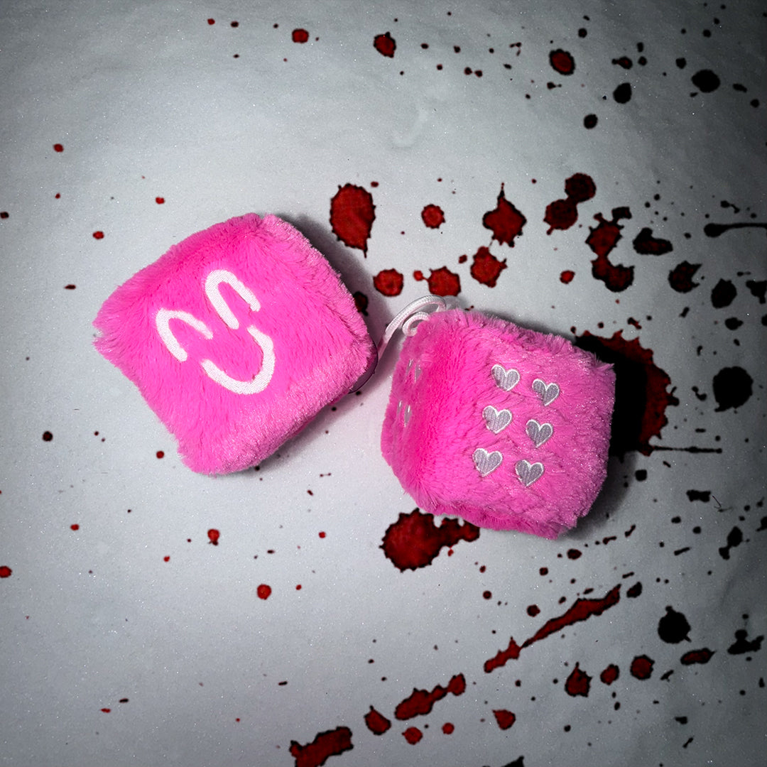 FUZZY DICE BOYS - HAPPY PINK & WHITE HEART EDITION