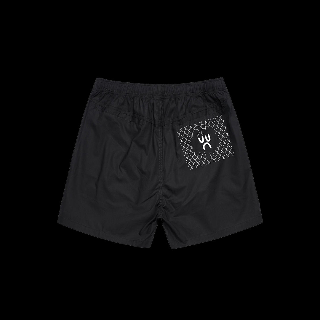 UP TO NO GOOD BEACH SHORTS - BLACK