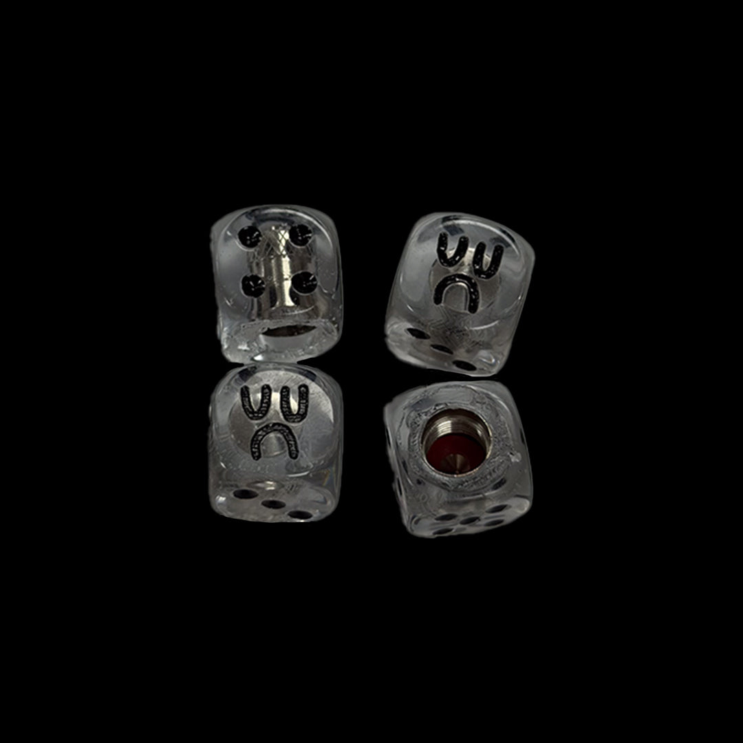 VALVE CAP DICE BOYS - CLEAR ICE SET