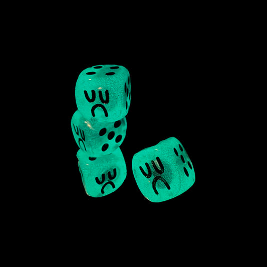 VALVE CAP DICE BOYS - GLOW IN THE DARK CLEAR SET