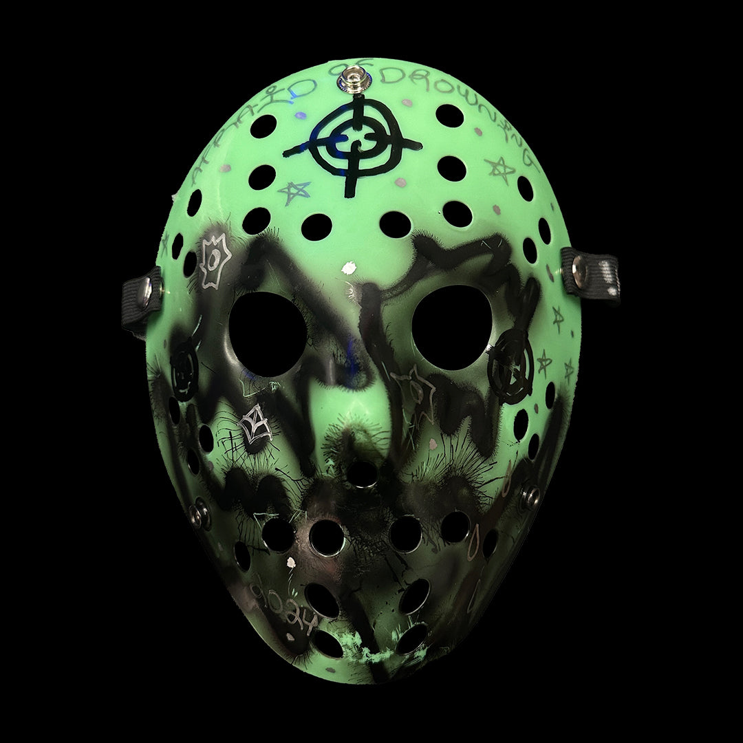 HAUNTED HOCKEY MASK - 1/1 HAND PAINTED GREEN