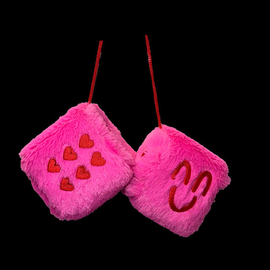FUZZY DICE BOYS - HAPPY PINK & RED HEART (SPECIAL EDITION)